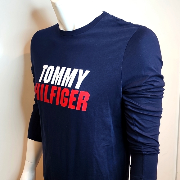 TOMMY HILFIGER NAVY BLUE LONG SLEEVES SHIRT, MEDIUM - Picture 2 of 7